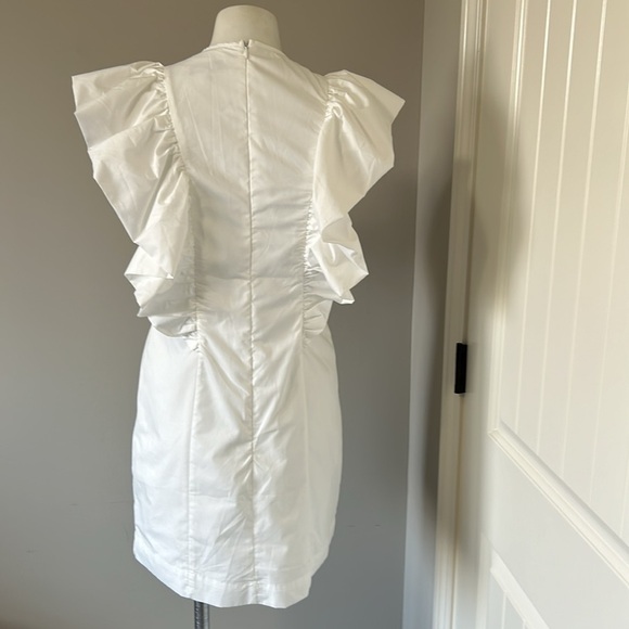 En Saison Lifted Mini Dress Ruffle Round Neck Sleeveless White Sz S NEW - Picture 5 of 11